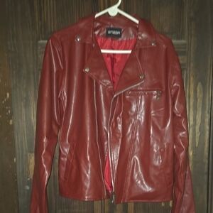 SHEIN Cherry Red Faux Leather Jacket